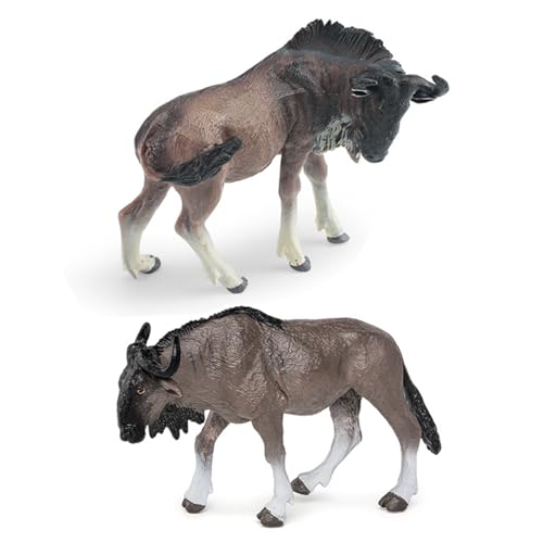 Afrikanische Dschungeltiere Spielzeug, 2pcs Gantebeest -Figuren, realistische afrikanische Gantebeest -Statue, PVC -Bildungsplate Geburtstagsgeschenkkuchen Toper für Kinder Jungens Mädchen Mädchen von XJKLBYQ