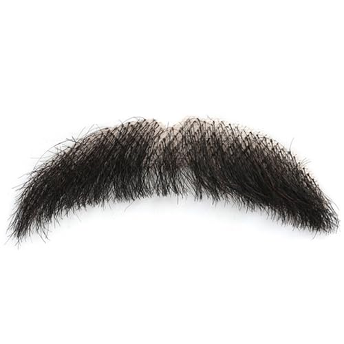 Bart 4x1 '' Leichtes menschliches Haar mit unsichtbarem Netz, realistischer Schnurrbart-Lenker dicke männliche hautfreundliche Schnurrbart für Mann Frauen Halloween Cosplay-Kostüm, schwarz |.| Bart 4x1 '' Leichtes menschliches Haar mit unsichtbarem Netz, realistischer Schnurrbart-Lenker dicke männliche hautfreundliche Schnurrbart für Mann Frauen Halloween Cosplay-Kostüm, schwarz |.| von XJKLBYQ