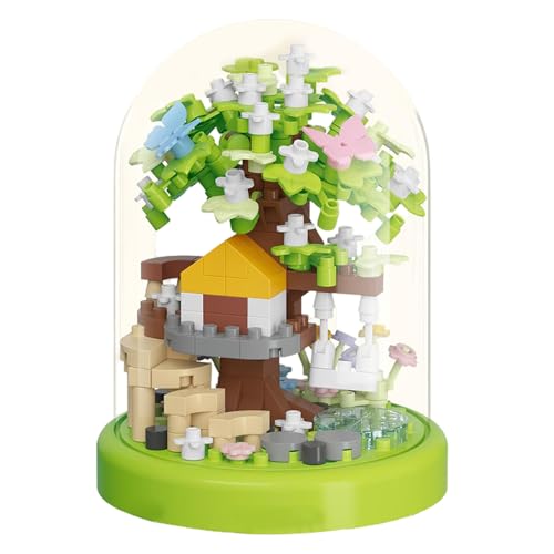 Blumengebäude Spielzeugset, 266pcs Mini Ziegel Cherry Blossom Tree House Set mit transparenter Staubabdeckung, grüne DIY -Pflanzen Bonsai Tree Valentinstag Weihnachten Neujahr Geburtstag für Frauen von XJKLBYQ