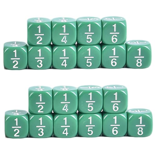 XJKLBYQ Bruchwürfel, 20pcs Multi Facettenmathematikwürfel, Bildungsklassen -Tischspielzubehör für Kinder Mathematik (grün) von XJKLBYQ