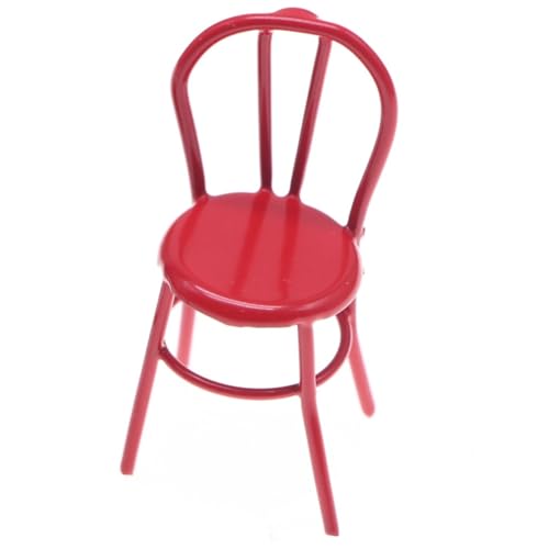 Dollhouse Stuhl, 2pcs Mini süße rote Imitation realistischer Metallpuppenstuhl, Puppenhausmöbelzubehör für Heimathäuser Dekorationen von XJKLBYQ