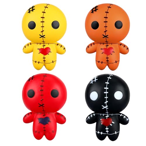 Gruselige Puppe, 4pcs Voodoo -Puppen langsam aufsteigende süße Squeeze Ghost Puppe Weiches Stress Relief Spielzeug gruselig für Halloween -Weihnachtsspielzeuge, 4 Farben von XJKLBYQ