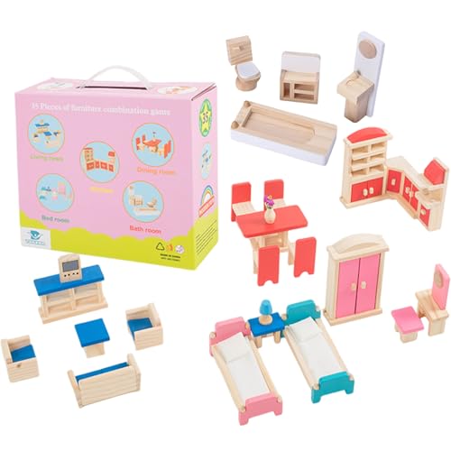 Holzpuppenhaus -Einrichtung, Familienzahlen tun Spielzeug, 1:12 Skala Painted Doll Holzzubehör und Möbel für 1:12 Skala Miniaturpuppe Holzpuppenhaus -Einrichtung, Familienzahlen tun Spielzeug, 1:12 Skala Painted Doll Holzzubehör und Möbel für 1:12 Skala Miniaturpuppe von XJKLBYQ