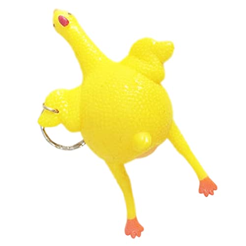 Hühnchen -Squeeze -Schlüsselbund, Mini Yellow Gummi schreien Hühnchenspielzeug Anhänger Schlüsselbund, lustige Leg Eihandspielzeug Neuheit Spannungsabbau Keyring (zufällige Farbe) von XJKLBYQ