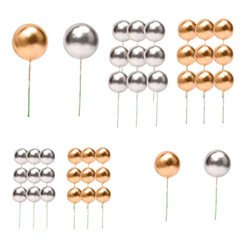Mini -Ballon -Kuchen -Top -Schaumball -Kuchen -Einsatz -Backdekoration für Jubiläumshochzeitsfeier Gold Silber 40pcs, Ballon Kuchen -Topper von XJKLBYQ