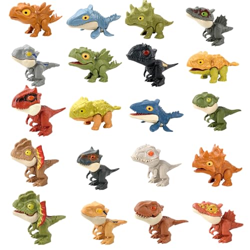 Mini -Spielzeug Dinosaurier Figur, 20pcs Dinosaurier -Fingerpuppen, massierte Vinyl -Plastik -Figurenspielzeug, pädagogische lustige Dinosaurierpuppe für Ostergeschenke Party Kuchen -Top -Toper von XJKLBYQ