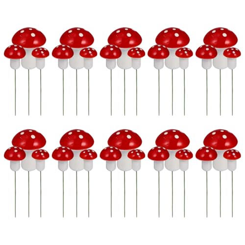 Pilzkuchendekorationen, 30pcs Mini Cupcake Toppers für Geburtstag Babyparty Party Mikrolandschaftsdekoration von XJKLBYQ