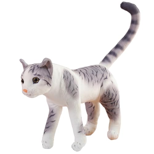 Realistische Tabby -Katze Stofftiere, Plüschkätzchenspielzeug, lebensechter amerikanischer Shorthair -Katze, Kitty Stofftiere Puppen Geschenke für Angst, Frauen Kinder Schlafenszeit /13, 7 Zoll, Teddy von XJKLBYQ
