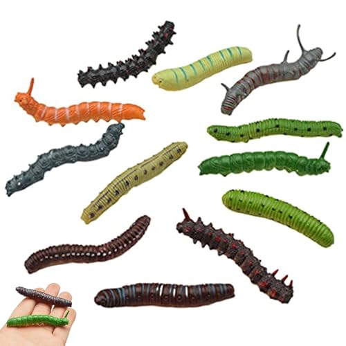 XJKLBYQ 12pcs Simulation Raupe Spielzeug, Plastik gefälschte Würmer, Bildungslernen Caterpillar Spielzeug für Kinder |. von XJKLBYQ