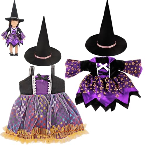 XJKLBYQ 18-Zoll-Puppenkleidung, Hexenkostüm mit Hut, Kleid und Schuhen, Halloween-Dress-up-Outfit für Mädchenpuppen XJKLBYQ 18-Zoll-Puppenkleidung, Hexenkostüm mit Hut, Kleid und Schuhen, Halloween-Dress-up-Outfit für Mädchenpuppen von XJKLBYQ