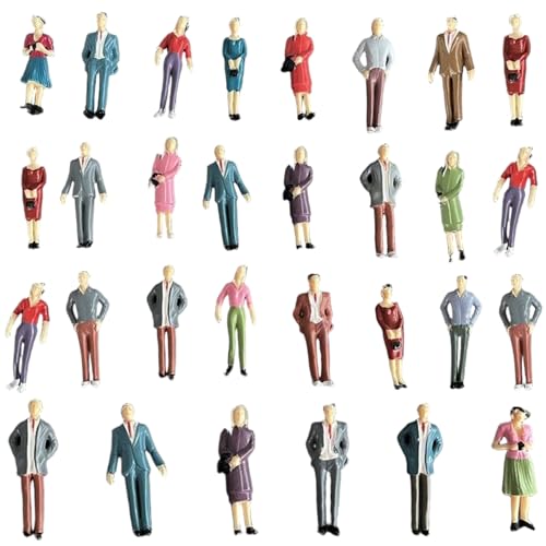 XJKLBYQ 30pcs Mini -People -Figuren, 1: 30 -Skala Lebendige Mini -Leute, farbenfrohe Kunststoff -Miniatur -Figuren für Puppenhaus, Landschaft, Szenen, Sandtisch von XJKLBYQ