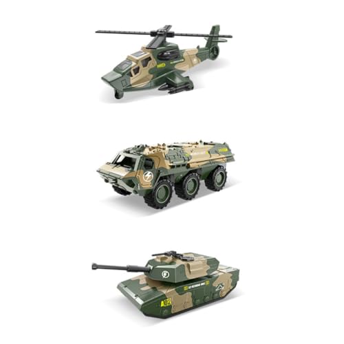 XJKLBYQ 3pcs stiecast Vehicles legierarme Armyfahrzeugmodelle Autospielzeug mit Panzerangriff Hubschrauber Playset für Kinder Kleinkinder, Armee Tanks von XJKLBYQ