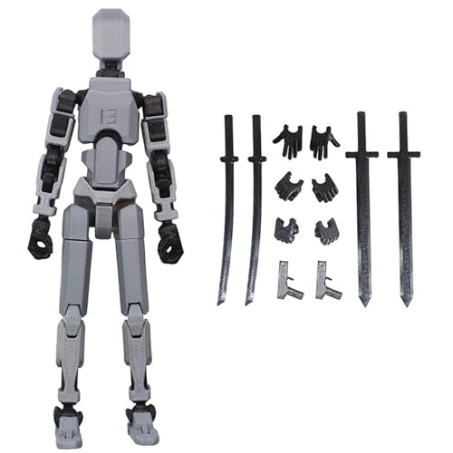 XJKLBYQ Aktionsfiguren mit Armen, mechanischer Aktionsfigurmodus, DIY-Poable-Abbildung, 5,4-Zoll-Dekorations-Aktion-Figur Körper für Tabletop-Anzeigeregal (grau-schwarz) von XJKLBYQ