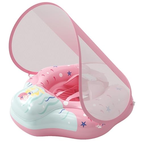 XJKLBYQ Baby Schwimmflogen, Baby-Schwimmring mit Baldachin, aufblasbarer Automobilform Kleinkindpool mit Sitz und Lenkrad für Mädchen, Jungens 1-6 Jahre (groß) von XJKLBYQ