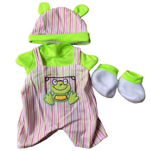 XJKLBYQ Babypuppenkleidung Frosch, Muster-Hosentender-Hosen Outfits, mit Schuhenhut für 15, 7-16, 9 Zoll Mädchen Puppen von XJKLBYQ