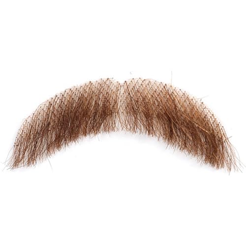 XJKLBYQ Bart 4x1 '' Leichtes menschliches Haar mit unsichtbarem Netz, realistischer Schnurrbart-Lenker Dicke männliche hautfreundliche Schnurrbart für Mann Frauen Halloween Cosplay-Kostüm, Brown |.| XJKLBYQ Bart 4x1 '' Leichtes menschliches Haar mit unsichtbarem Netz, realistischer Schnurrbart-Lenker Dicke männliche hautfreundliche Schnurrbart für Mann Frauen Halloween Cosplay-Kostüm, Brown |.| von XJKLBYQ
