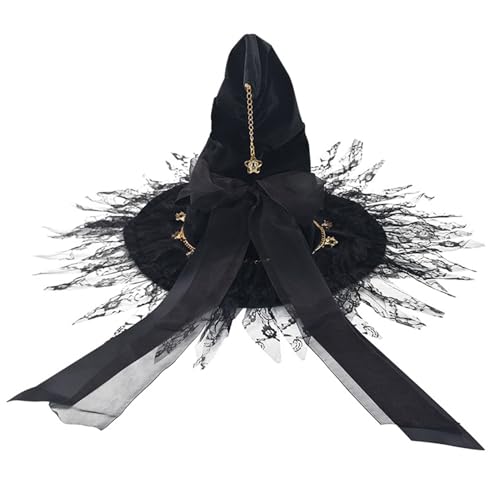 XJKLBYQ Black Gothic Hexenhut, Spitzenbogen und Banddesign, elegantes Cosplay -Accessoire für Halloween & Kostümpartys XJKLBYQ Black Gothic Hexenhut, Spitzenbogen und Banddesign, elegantes Cosplay -Accessoire für Halloween & Kostümpartys von XJKLBYQ