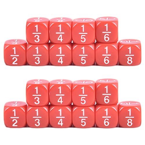 XJKLBYQ Bruchwürfel, 20pcs Multi Facettenmathematikwürfel, Bildungsklassen -Tischspielzubehör für Kinder Mathematik (rot) von XJKLBYQ
