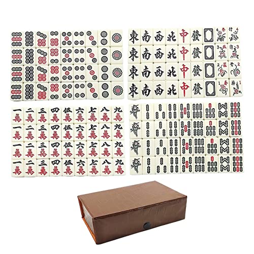 XJKLBYQ Chinesisches Mahjong -Spielset, Reisemini Mahjong Brettspiel mit 144 Kacheln, 2 Ersatzfliesen, 2 Würfel für die Unterhaltung zu Hause XJKLBYQ Chinesisches Mahjong -Spielset, Reisemini Mahjong Brettspiel mit 144 Kacheln, 2 Ersatzfliesen, 2 Würfel für die Unterhaltung zu Hause von XJKLBYQ