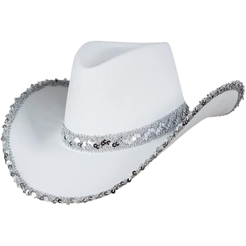 XJKLBYQ Cowboyhut für Erwachsene, texanischer westlicher weißer Cowboyhut, Unisex -Kostümparty für Country-, Halloween- und Kostümveranstaltungen von XJKLBYQ