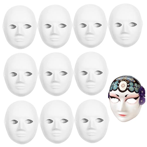XJKLBYQ DIY Full Face Masken, 10pcs weiße Maske leere DIY Full Face Tragbare Papiermaschine Maskerade -Maske mit elastischer Band für Cosplay -Party XJKLBYQ DIY Full Face Masken, 10pcs weiße Maske leere DIY Full Face Tragbare Papiermaschine Maskerade -Maske mit elastischer Band für Cosplay -Party von XJKLBYQ