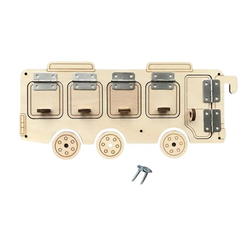 Das Toddler-Busy-Board, Bus-förmiges Holzbett mit Scharnier, pädagogischem und feinmotorischem sensorischem Spielzeug für Kinder Das Toddler-Busy-Board, Bus-förmiges Holzbett mit Scharnier, pädagogischem und feinmotorischem sensorischem Spielzeug für Kinder von XJKLBYQ