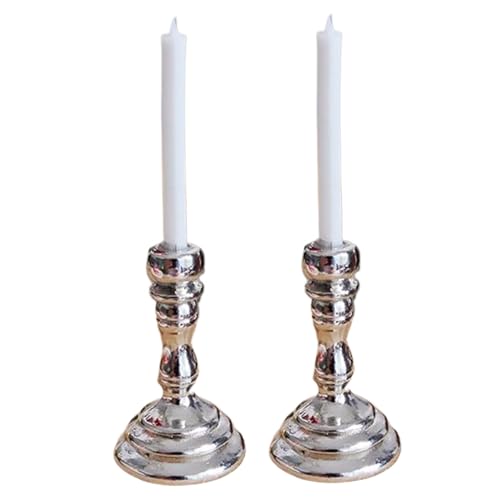 XJKLBYQ Dollhouse Miniaturen, 2-teilige Candelabra 1/12 mit Kerzen, realistische DIY-Szenenzubehör für Dollhouse, Modellanzeige, Sammler (Silber) von XJKLBYQ