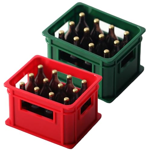 XJKLBYQ Dollhouse Weinkiste, Miniatur -Bierflaschenmodell, 2pcs Plastikweinkorb Weinflaschen, 2,3 x 1,9 x 1,5 Zoll Miniatur -Cola -Flasche mit Flaschenträgerbox für Dollhouse Decor von XJKLBYQ