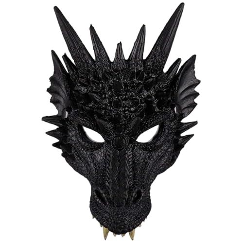 XJKLBYQ Dragon Mask 3D Realistic, detailliert strukturiert mit Eckzähne, schwarze Drachenkostümmaske für die Halloween -Party für Erwachsene XJKLBYQ Dragon Mask 3D Realistic, detailliert strukturiert mit Eckzähne, schwarze Drachenkostümmaske für die Halloween -Party für Erwachsene von XJKLBYQ