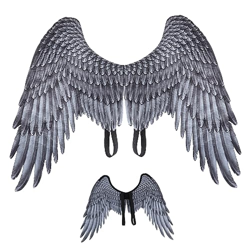 XJKLBYQ Engel Kostüm, freie Größe realistisch mit elastischen Trägern, nicht gewebtes Cosplay-Accessoire für Halloween/Partys (schwarz) von XJKLBYQ