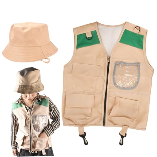 XJKLBYQ Entdecker-Kostüm, Zoowärter-Kostüm für Kinder, Paläontologen- für Kinder mit Weste und Hut, Kostüme für Halloween, Cosplay & mehr, Geschenke für, grün XJKLBYQ Entdecker-Kostüm, Zoowärter-Kostüm für Kinder, Paläontologen- für Kinder mit Weste und Hut, Kostüme für Halloween, Cosplay & mehr, Geschenke für, grün von XJKLBYQ