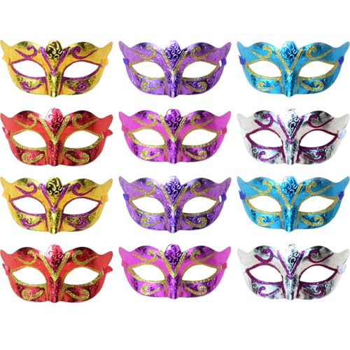 XJKLBYQ Frauenkostümmasken | 12pcs Maskerade -Maske für Frauen, elegante halbe Gesichts -Plastik -Plastik -Elektroplattierter Butterfly Masquerade Maske für Carnival Cosplay Party XJKLBYQ Frauenkostümmasken | 12pcs Maskerade -Maske für Frauen, elegante halbe Gesichts -Plastik -Plastik -Elektroplattierter Butterfly Masquerade Maske für Carnival Cosplay Party von XJKLBYQ