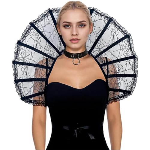 XJKLBYQ Gothic Stand Up Collar 26x13in Spitzenkragen Victorian Schwarz mit Krawattengurten dekorativen Stand für Vampire, böse Königin, Halloween |.Halloween -Kostüme XJKLBYQ Gothic Stand Up Collar 26x13in Spitzenkragen Victorian Schwarz mit Krawattengurten dekorativen Stand für Vampire, böse Königin, Halloween |.Halloween -Kostüme von XJKLBYQ