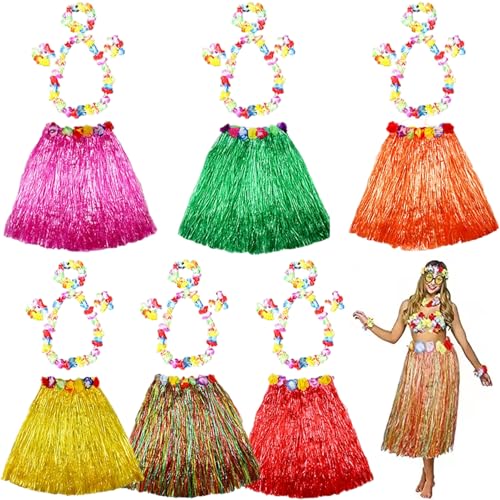 XJKLBYQ Grasrock, 6pcs Plastik -Hula -Röcke mit elastischer Taille und Einstellbarer Verschluss, tropisches Kostüm mit Blumenketten -Stirnbandarmbändern zum Geburtstagsfeier XJKLBYQ Grasrock, 6pcs Plastik -Hula -Röcke mit elastischer Taille und Einstellbarer Verschluss, tropisches Kostüm mit Blumenketten -Stirnbandarmbändern zum Geburtstagsfeier von XJKLBYQ