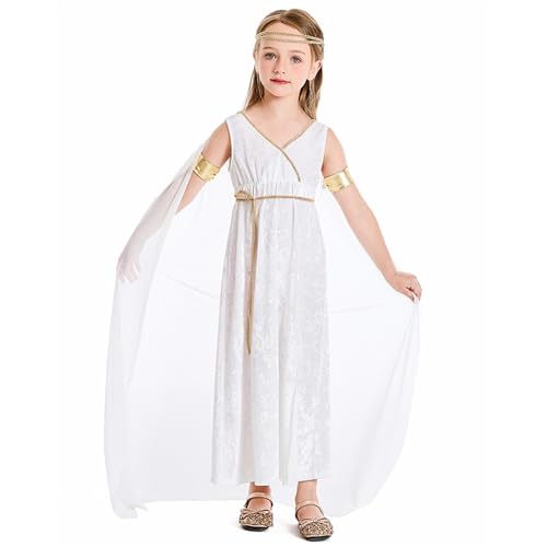 XJKLBYQ Griechisches Kleid, griechische Göttin Kostüm für Kinder, Polyester weiße Göttin Kleid Athena Toga Roman Halloween Kostüme Cosplay Griechisch -up -Outfit Set l XJKLBYQ Griechisches Kleid, griechische Göttin Kostüm für Kinder, Polyester weiße Göttin Kleid Athena Toga Roman Halloween Kostüme Cosplay Griechisch -up -Outfit Set l von XJKLBYQ