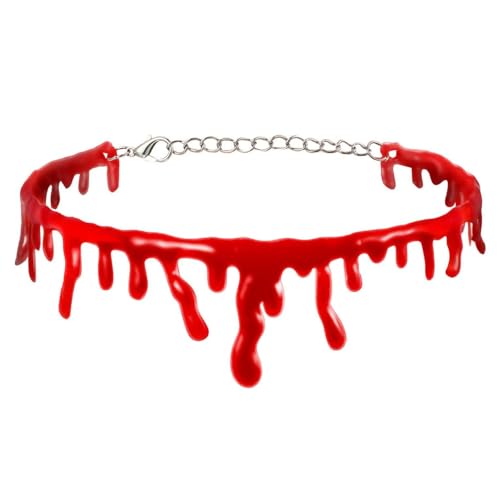 XJKLBYQ Halloween Blood Choker Halskette, tropfendes Vampirkostümzubehör, gefälschte Blutflecken gotische Schmuck für Cosplay, Horrorparty -Dekor von XJKLBYQ