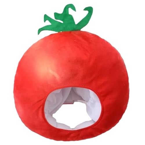 XJKLBYQ Halloween Fruchtkostüm süße Tomatenform Fruchthut gefüllt Plüsch Funny Hut Tomaten Kostüm Kopfbedeckung für Halloween Cosplay -Party, Dress -up -Foto -Stütze von XJKLBYQ