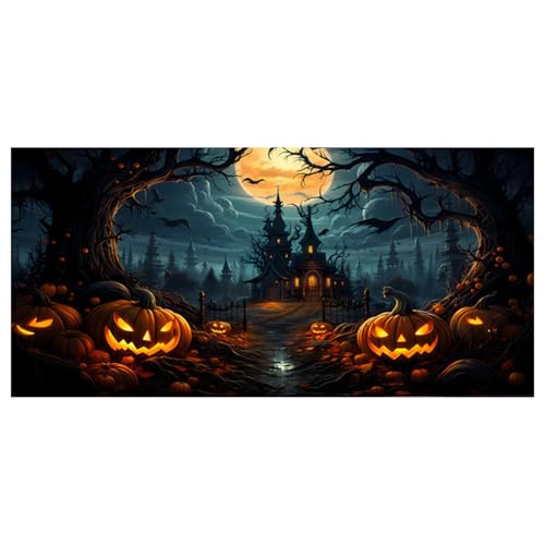 XJKLBYQ Halloween Garagentor Banner, Horrorschloss Kulisse mit Hakenseil für Fototür Dekoration/16x7 ft XJKLBYQ Halloween Garagentor Banner, Horrorschloss Kulisse mit Hakenseil für Fototür Dekoration/16x7 ft von XJKLBYQ