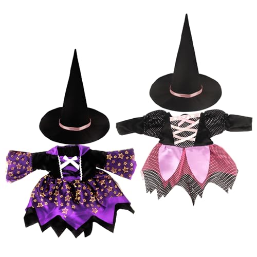 XJKLBYQ Halloween Witch-Kleid für Puppen, süßes Outfit mit Hut, Keine Puppe inklusive (passt 18-Zoll-Puppen) von XJKLBYQ
