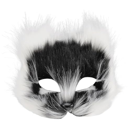 XJKLBYQ Halloween pelzige Maske Faux Pelze Fuchs Maske atmungsaktive halbe Gesichts -Katzen -Tiermasken mit verstellbarem Riemen für Maskerade Halloween Themenparty, Tiermasken von XJKLBYQ