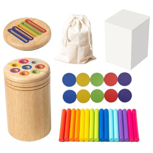 XJKLBYQ Holzlern -Farbsortierspielzeug, 2 in 1 Formsortierung mit Aufbewahrungsbeutel, feinmotorische Entwicklung sensorische passende Spiele für Kinder 3 Jahre Up von XJKLBYQ