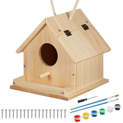 XJKLBYQ Holzvogelhäuser Kit zum Malen und Bauen, Holzmalereien, unterhaltsame Aktivitäten Kunsthandwerk mit Pinsel, Schraubendreher, Montageschrauben und 6 Farben Farben für Kinder 3+ XJKLBYQ Holzvogelhäuser Kit zum Malen und Bauen, Holzmalereien, unterhaltsame Aktivitäten Kunsthandwerk mit Pinsel, Schraubendreher, Montageschrauben und 6 Farben Farben für Kinder 3+ von XJKLBYQ