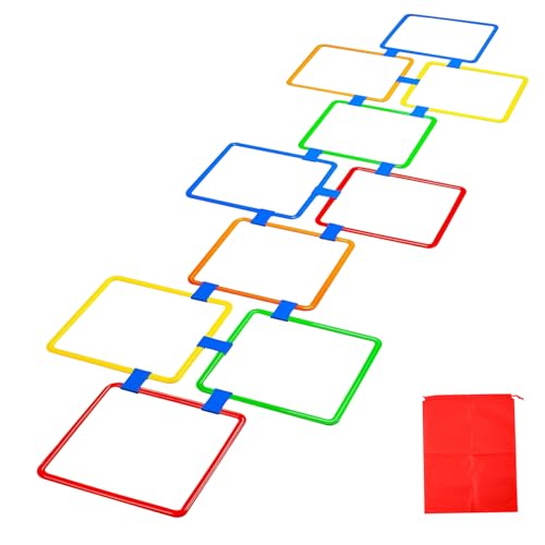 XJKLBYQ Hopscotch Rings Game Set, 10pcs farbenfrohe Ringe mit Bohnensäcken, Outdoor -Hindernisspielspielzeug für körperliche Aktivität der Kinder (c) von XJKLBYQ