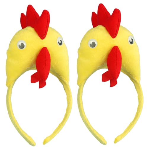 XJKLBYQ Hühnchen -Stirnband, 2pcs Rooster Stirnbänder, Plüschtiere Stirnband, Hühnchenhaar Reifen, Osterdress -up -Kostümparty -Gefälligkeiten für Erwachsene Kinder Kinder von XJKLBYQ