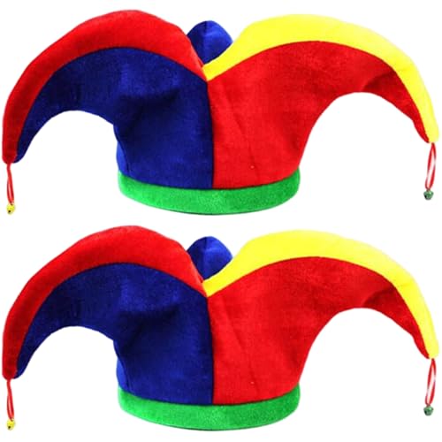 XJKLBYQ Jesterhut, 2pcs Joker Hat lustiger dekorativer Clown mit Bells Clown Kostümzubehör für die Karneval -Festival -Party Mardi Gras Carnival von XJKLBYQ