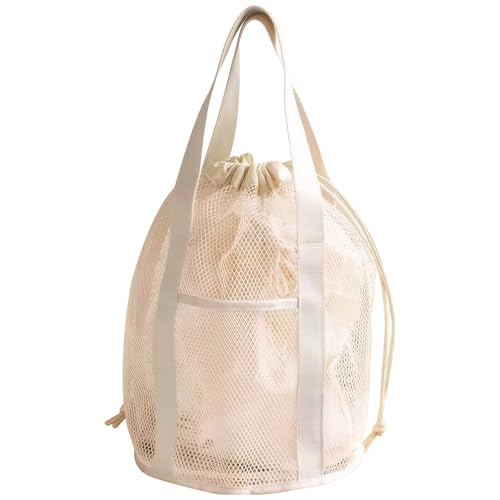 XJKLBYQ Kids Beach Bag Tote, Maschenbeutel mit Kordeladring, Faltbarer Strandspielzeugbeutel mit 2 Vordertaschen für Spielzeug, Handtuch, Flip -Flops/Beige XJKLBYQ Kids Beach Bag Tote, Maschenbeutel mit Kordeladring, Faltbarer Strandspielzeugbeutel mit 2 Vordertaschen für Spielzeug, Handtuch, Flip -Flops/Beige von XJKLBYQ
