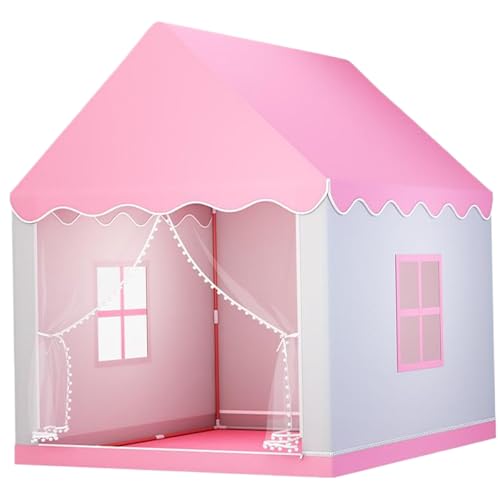 XJKLBYQ Kinder Spielen Zelt, großes Kinderspielhaus, atmungsaktives Kleinkindspielzeughaus mit Maschentürvorhang und Metallunterstützung für 1-12 Jahre alte Kleinkind (Pink) von XJKLBYQ