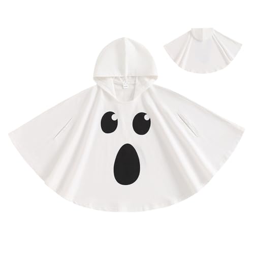 XJKLBYQ Kleinkind -Geisterkostüm, weicher Baumwollgeister -Umhang mit Motorhaube, süßes Halloween -Outfit für Jungen und Mädchen Cosplay (3 bis 4 Jahre) von XJKLBYQ