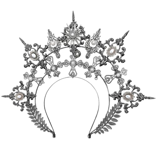 XJKLBYQ Kopfbedeckung der Göttin, 3 Tier barocken Heilige Göttin Krone, schwarzes Kronstirnband für Frauen Cosplay -Haarzubehör, Haardekoration XJKLBYQ Kopfbedeckung der Göttin, 3 Tier barocken Heilige Göttin Krone, schwarzes Kronstirnband für Frauen Cosplay -Haarzubehör, Haardekoration von XJKLBYQ