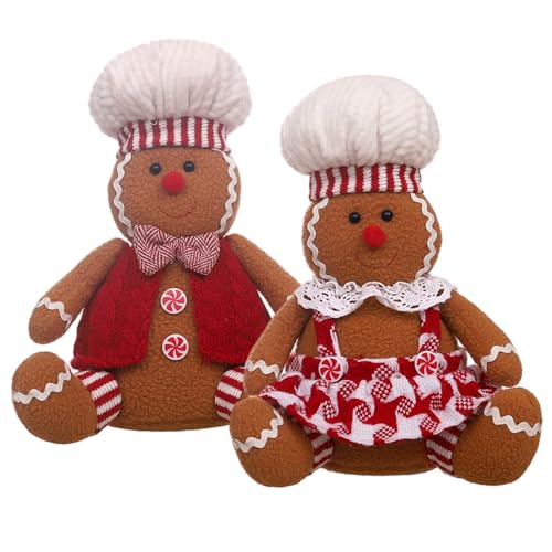 XJKLBYQ Lebkuchenmann Plüsch, 2pcs 9, 5 Zoll süße Weihnachtsgefüllte Tiere für Baumtopper -Tischplatte von XJKLBYQ
